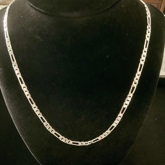 NEW 30” 925 Sterling Silver 5mm Solid FIGARO Link Chain 20.49g - Picture 1 of 7